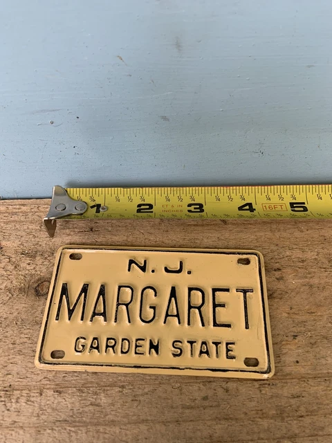 NEW JERSEY Bike License Plate “MARGARET”-SCHWINN Stingray,Mongoose BMX Collector
