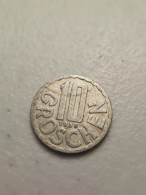 1955 Austria 10 Groschen Republik Osterreich Circulated Coin