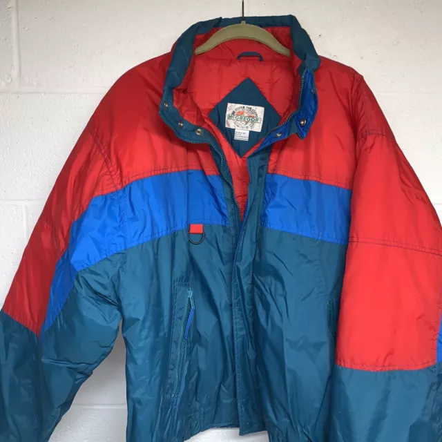 1999 Vintage McGregor Red Blue Green 100% Nylon Insulated Jacket Men’s Size 2X