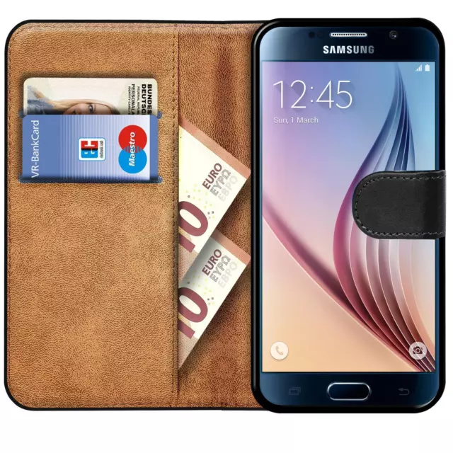 Schutz Hülle Für Samsung Galaxy S6 Handy Klapp Schutz Tasche Book Slim Flip Case 2