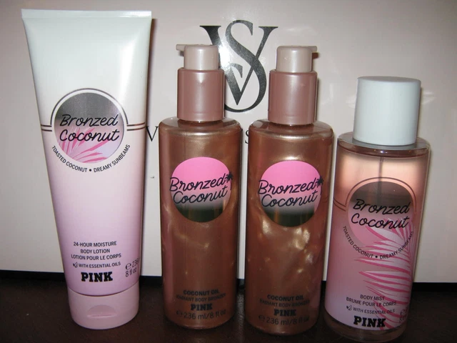 PINK VICTORIA'S SECRET BRONZED COCONUT 2x BODY BRONZER, MIST & LOTION SET/LOT PINK VICTORIA'S SECRET BRONZED COCONUT 2x BODY BRONZER, MIST & LOTION SET/LOT