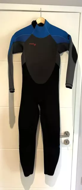 O'NEILL Epic full length black/blue 5/4mm Back Zip Wetsuit Youth age 14 VGC