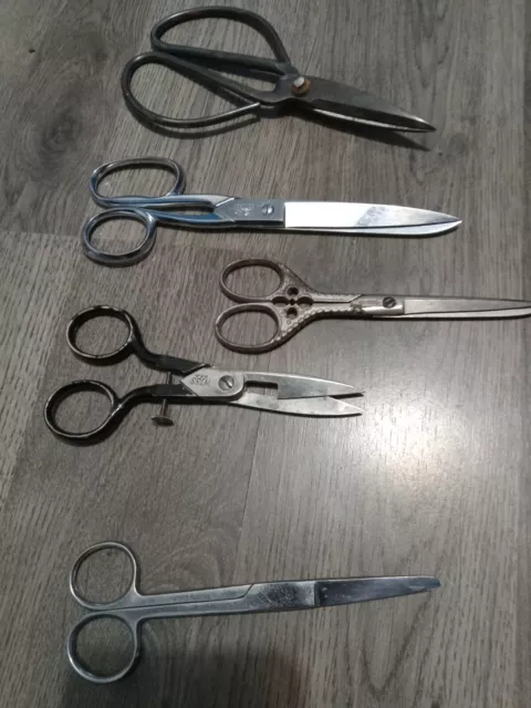 Lot Of 8 Vtg All Metal Scissors Wiss, Claus, Eversharp USA Taiwan