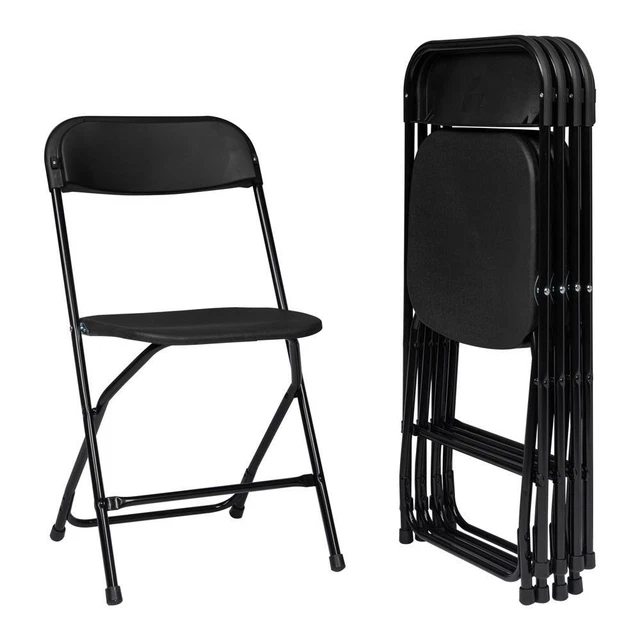 5 Pcs Commercial White Plastic Folding Chairs Stackable Wedding Party Seat Black