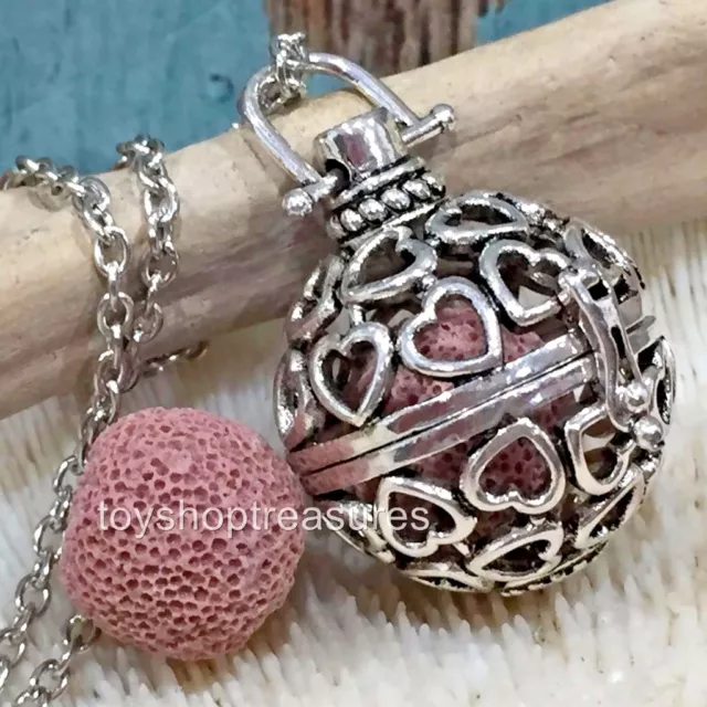 New Aromatherapy diffuser Infinity Heart Necklace Essential Oil Pink Lava Stone