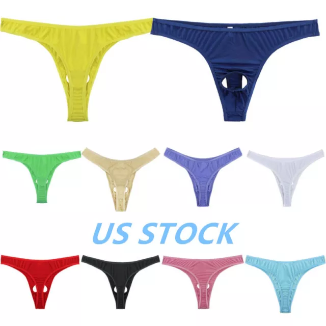 US Men's Open Penis hole G-string Underwear Bikini Briefs T-back Thongs Lingerie