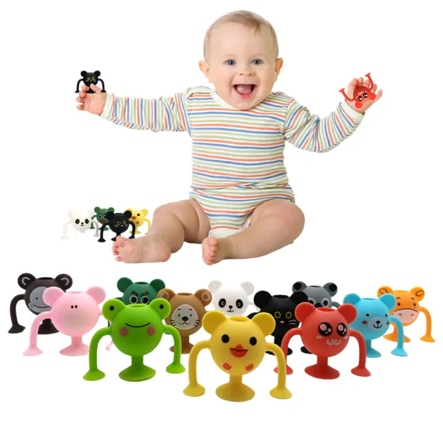 Child Baby Kids Squeeze Suction Toys-12PCS Suction Cup Toys Silicone DIY Blocks