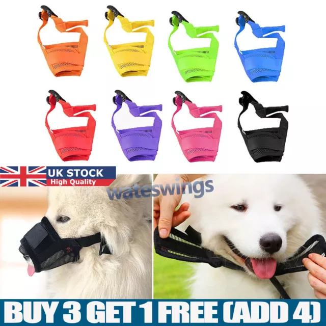 Dogs Pets Puppy Mesh Safe Mouth Covers Mask Adjustable Anti-Barking Biting Groom