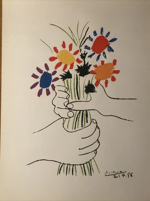 Litografía Picasso. Original Años 60. Le Bouquet. Firmada Y Fechada En Plancha