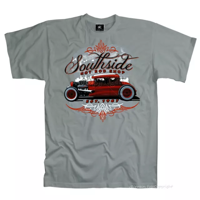 Auto T-Shirt Hot Rod Garage shop 50s classic retro style top Racing *1283 grau