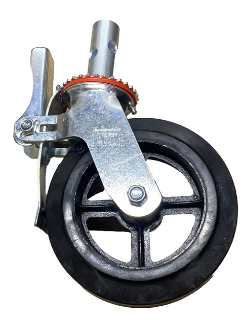 8 Inch Rubber Scaffold Caster With 1-1/4” Stem W/Brake – Service Caster Brand