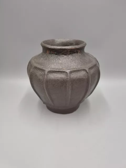 A Studio Pottery Ribbed Vase / Bowl, Incised Makers Mark to Base