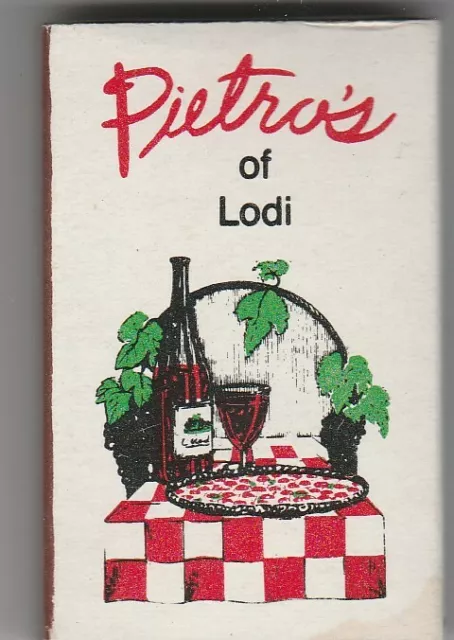 Pietro's of Lodi ~ Restaurant ~ Vtg Strike on Match Box with local ad & sticks