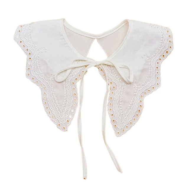 WHITE FALSE COLLAR Detachable Collar Collar Embroidery Lace Up Neckline