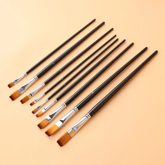 9 Pcs Face Painting Brushes Artist Paint Brushes Black Outfit Canvas Sets Pointy 2