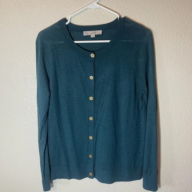 Ann Taylor LOFT Cardigan Sweater Womens Bronze Button Up Long  Sleeve