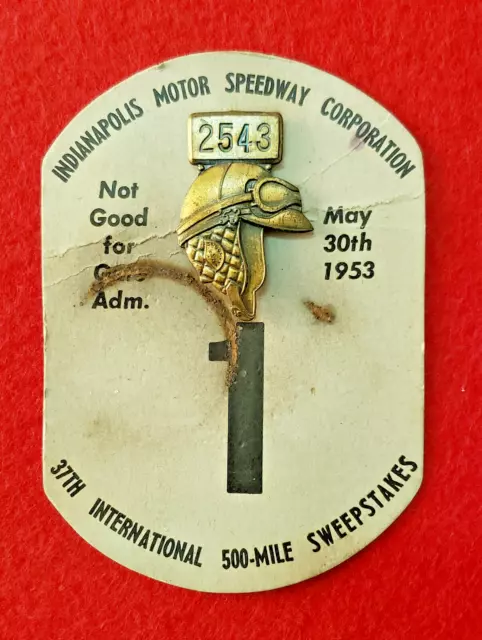 1953 Indy 500 BRONZE Pit Badge #2543 & *Race Team* BUC #1 - BILL VUKOVICH Wins!