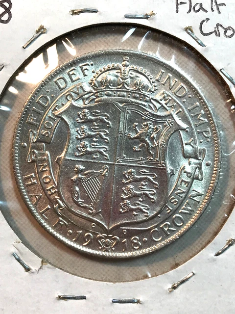 1918 England Half Crown silver coin Great Britain UK .925 sterling Nice Example