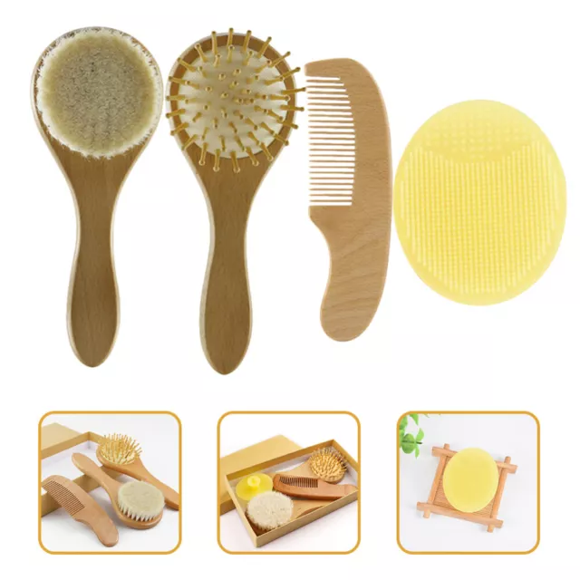 Wool Brush Set Beech Infant Wooden Hair Comb for Baby Combs Kids