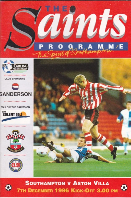 1996/97 SOUTHAMPTON V Aston Villa 07121996 Premier League EUR 2,97