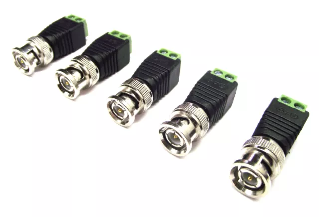 From OZ Quality 5PC BNC Male Coax Plug To 2 Screw Down Terminal Adaptor CCTV +FP