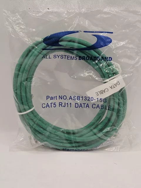 15 FT CAT5 GREEN RJ11-RJ11 6P4C Data, Part # ASB1320-15G all systems broadband