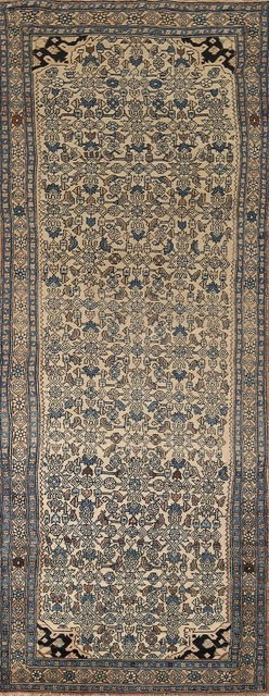 Alfombra vintage hecha a mano de lana de marfil malayo 3x9 alfombra tradicional de pasillo