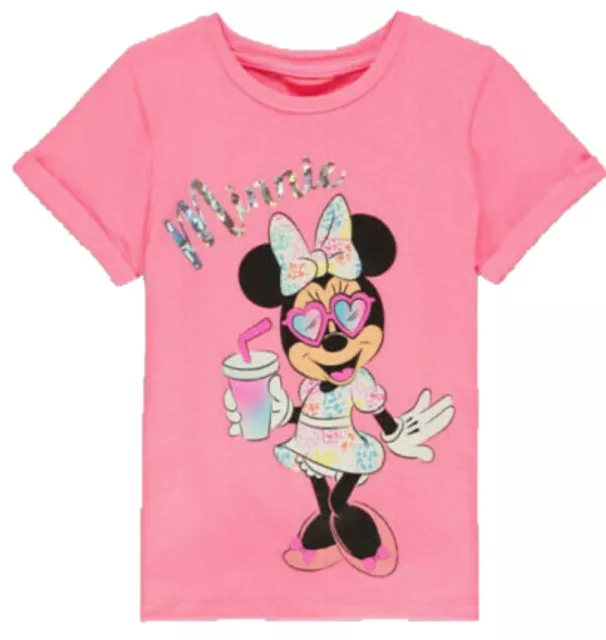 Girls Disney Minnie Mouse Summer T-shirt Top Baby Age 1 2 3 4 5 6 7 Years