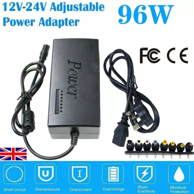 Universal Power Supply Charger 96W 12V-24V AC/DC Adapter For Laptop HP Adaptor