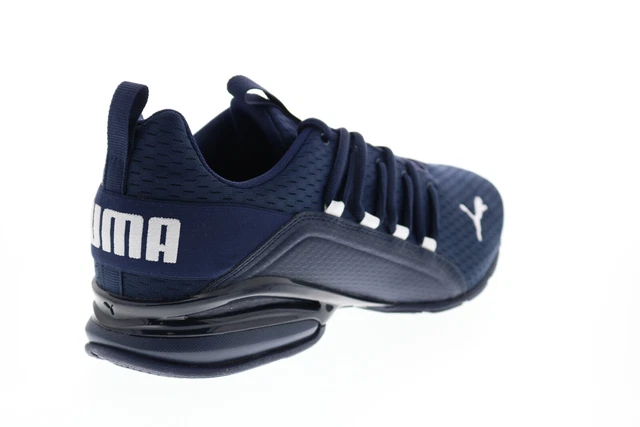Puma Axelion Sleek 19449402 Mens Blue Canvas Lace Up Athletic Running Shoes 8