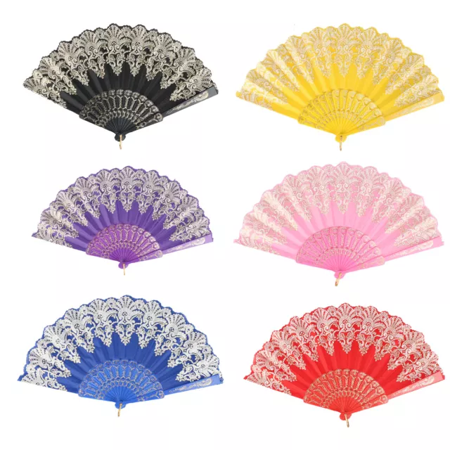 Nuovo ventilatore cinese tenuto a mano seta pieghevole stile spagnolo festa di danza fiori matrimonio