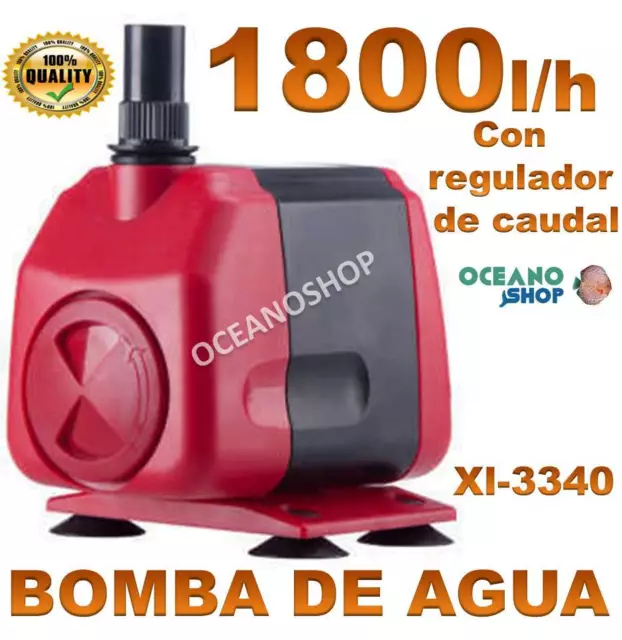 BOMBA AGUA SUMERGIBLE de 1800L/H 45W CAUDAL REGULABLE ACUARIO FUENTE ESTANQUE