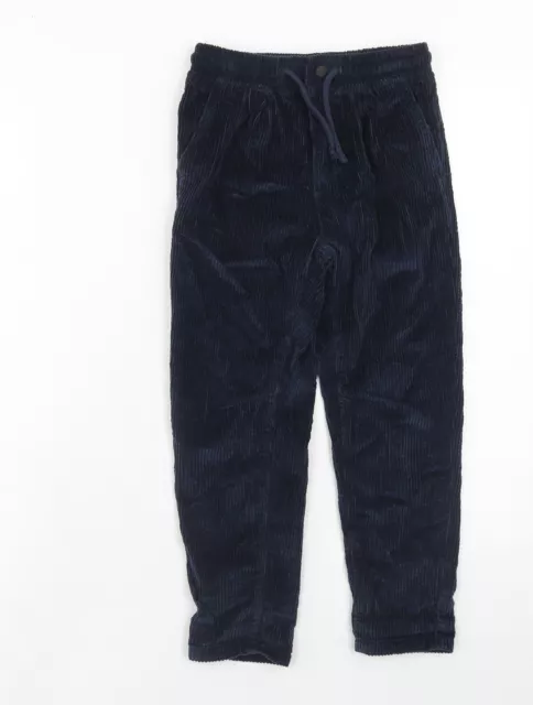 Marks and Spencer Boys Blue Cotton Jogger Trousers Size 6-7 Years Regular Zip