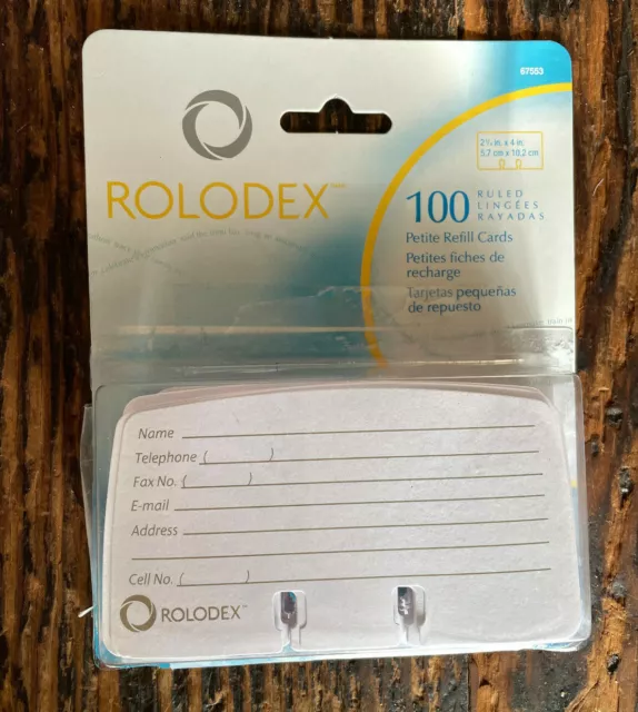 Rolodex Petite Refill Cards 67553 2 1/4 in x 4 in 100 Card Pack