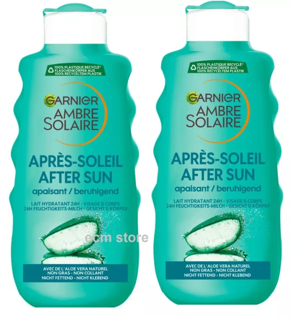 GARNIR Lot de 2 pcs AMBRE SOLAIRE Lait Après-soleil Hydratant 200 ml /LOT2