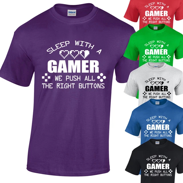 Sleep With A GAMER T-Shirt Mens Funny computer xbox ps game geek nerd