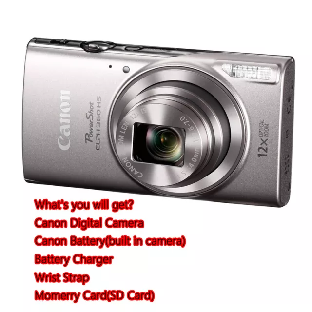 Canon PowerShot ELPH 360 HS WiFi 12x Optical Zoom 20.2 MP Digital Camera