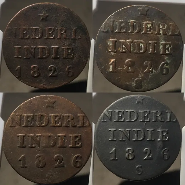 NETHERLANDS INDIES 1826 S 1/4 STUIVER KM287 4x