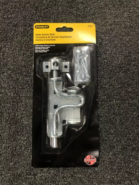 Stanley Galvanized Slide Action Bolt Heavy Gauge Steel Gate Latch 3/8" Bolt