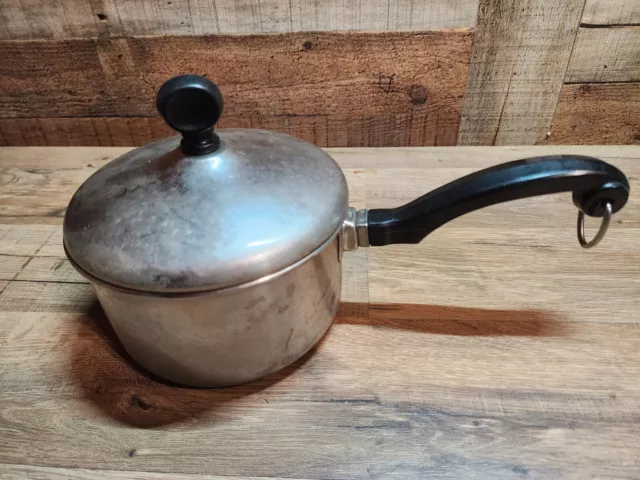 Tapa de cacerola vintage de vajilla de 1 cuarto - acero inoxidable EE. UU.