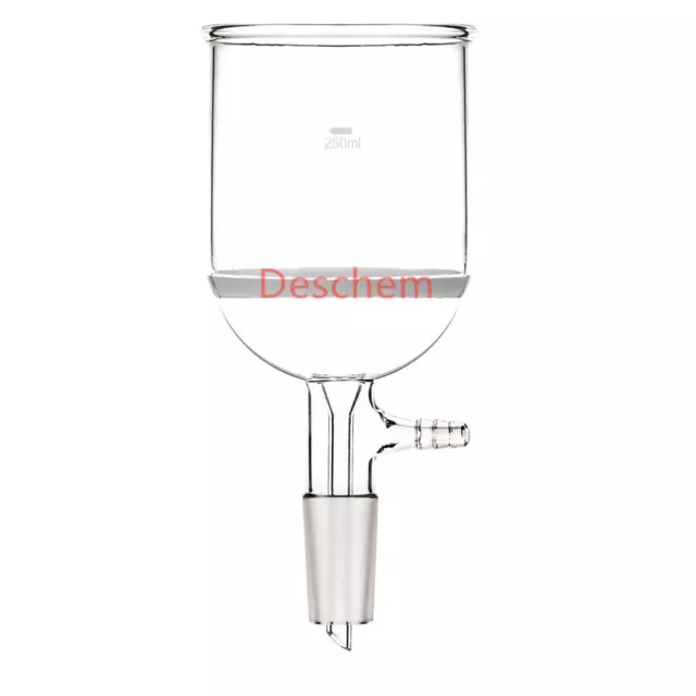 250ml 24/40 Glass Buchner Funnel Suction 3# Filtration 10mm Vacuum Connection