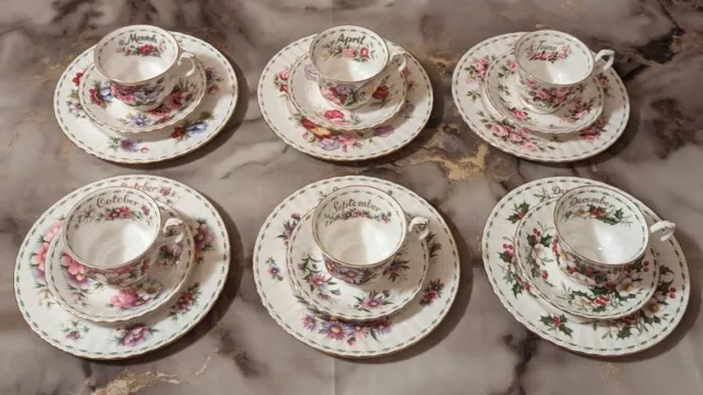 Royal Albert Flower of the month Trios insgesamt 18 Teile verschiedene Monate