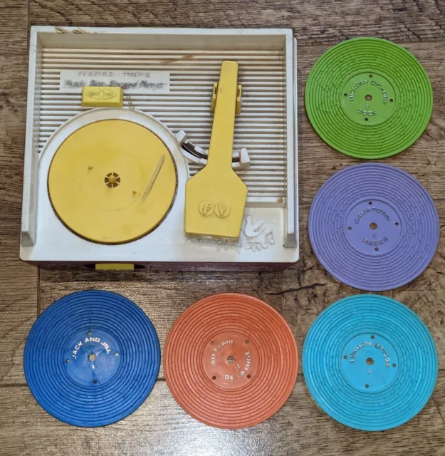 Vintage Fisher Price Record Player With 5 Records  Music Box Retro Gift 70s Toy