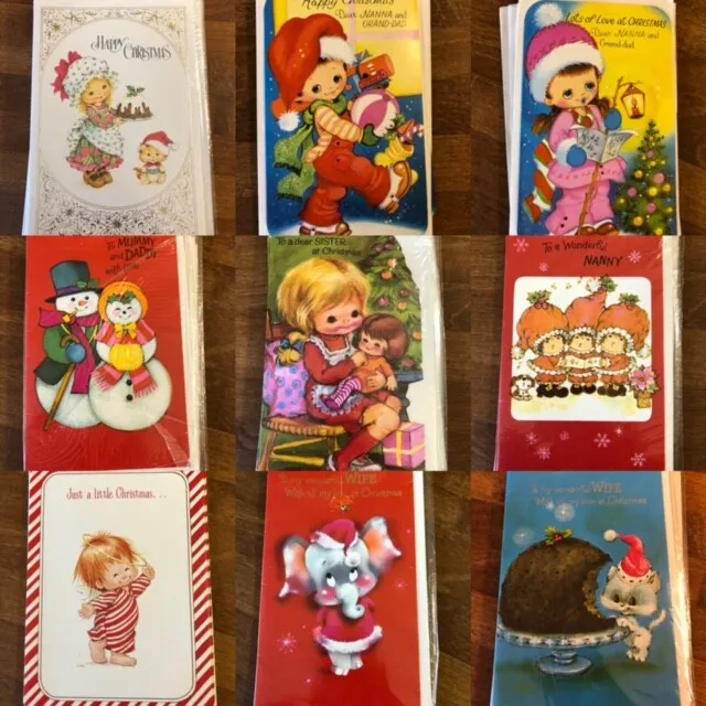 Original Vintage Unused Christmas Cards 1970's 1980's Kitsch & Cute - Retro!