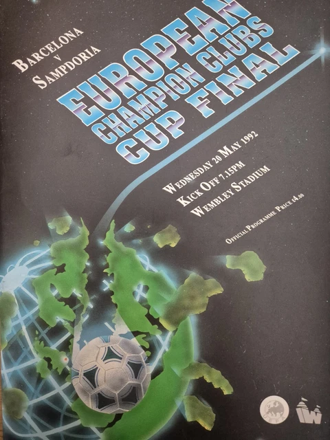 Programme Finale Coupe D’Europe 1992 – Sampdoria Vs Barcelone (anglais)