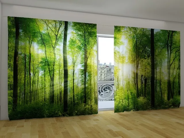 Fotogardinen "Wald" Vorhang mit Motiv 3D Fotodruck Fotovorhang Gardine auf Maß