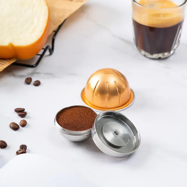 Stainless Steel Reusable Capsule Refillable Coffee Filter Pods for Vertuo Next -