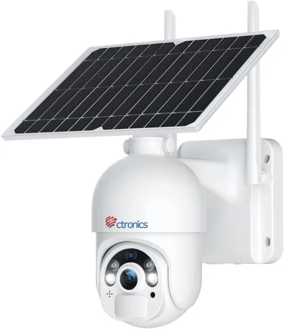 Ctronics 2.5K 4MP Solar Security Camera Wireless Outdoor, 2560x1440P PTZ Camera 2