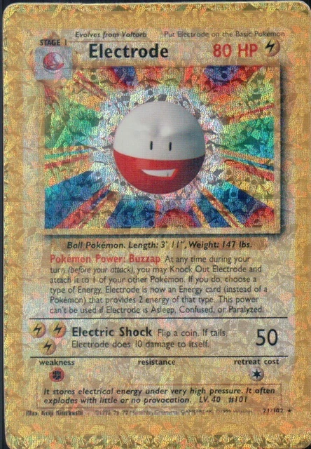 ELECTRODE 21/102 HOLO Prism Vintage Pokemon Vending Golden Sticker Card ...
