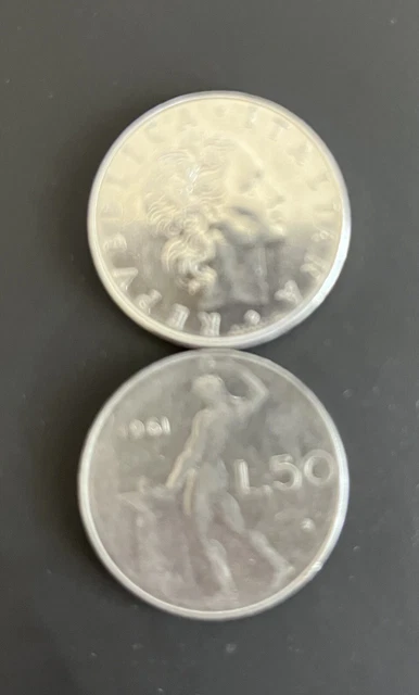 2 pre euro italian coins 50 lira